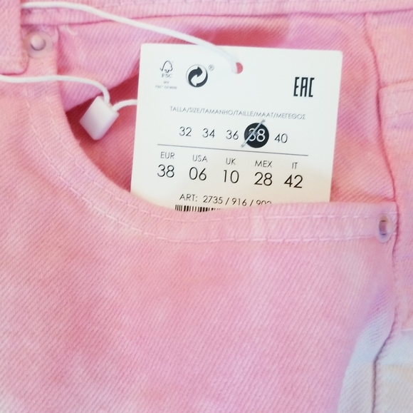 Bershka Tie-dye High Waisted Denim Shorts - Picture 11 of 11